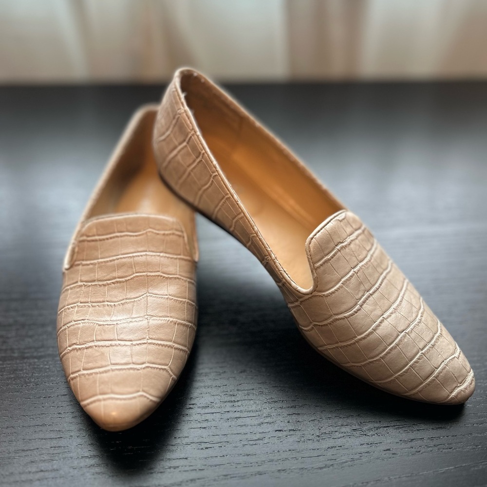 Nine West Hayden Cream Slip On Leather Suede Loafers Flats